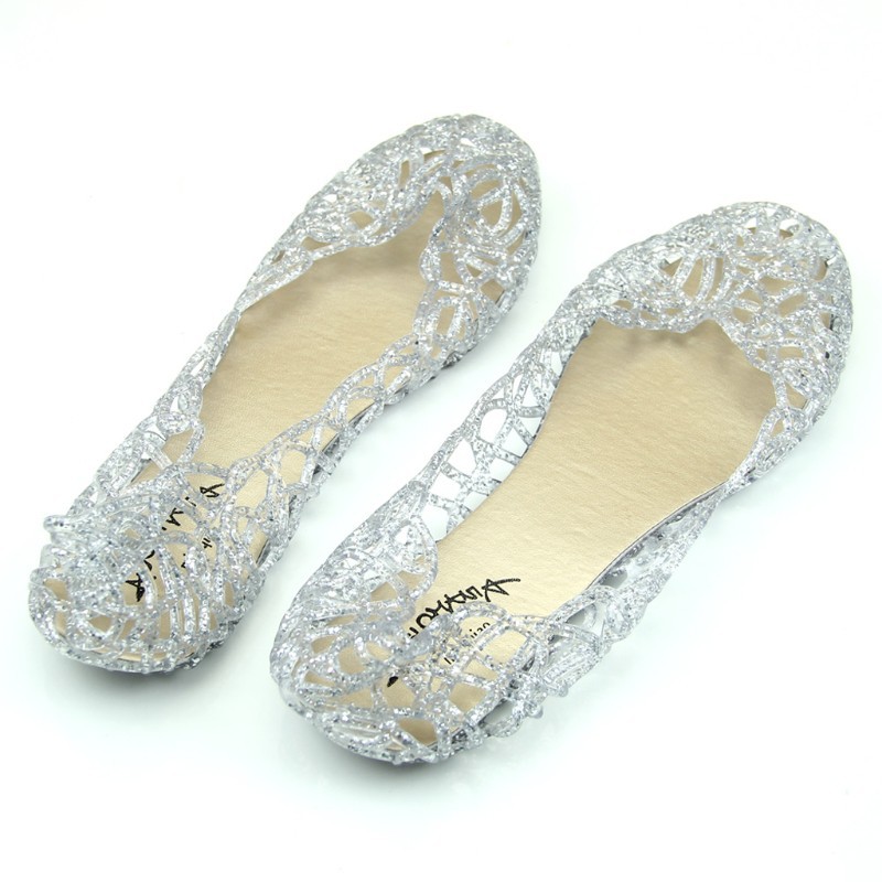 Ventilate Crystal Jelly Hollow Out Birds Nest Flat Sandal New Summer Beach Shoes