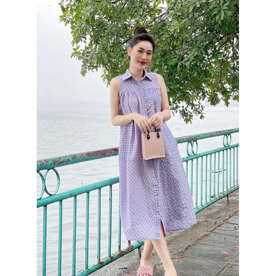 VÁY BẦU - ĐẦM BẦU THIẾT KẾ KẺ CARO DÁNG XUÔNG ,CHẤT VẢI ĐŨI CỰC MÁT