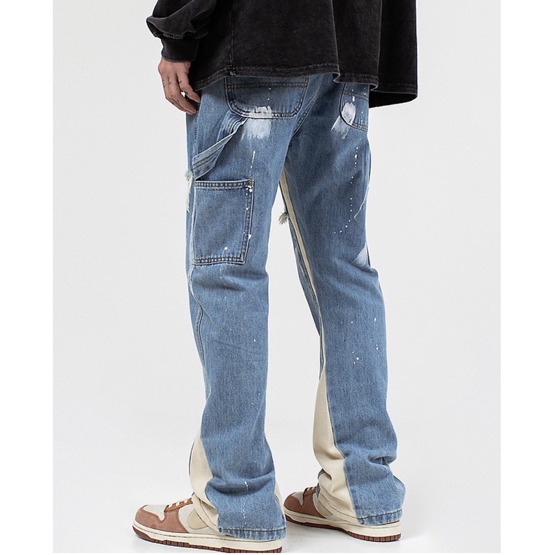 Quần jeans ống loe Carpenter chi tiết vẩy sơn V2