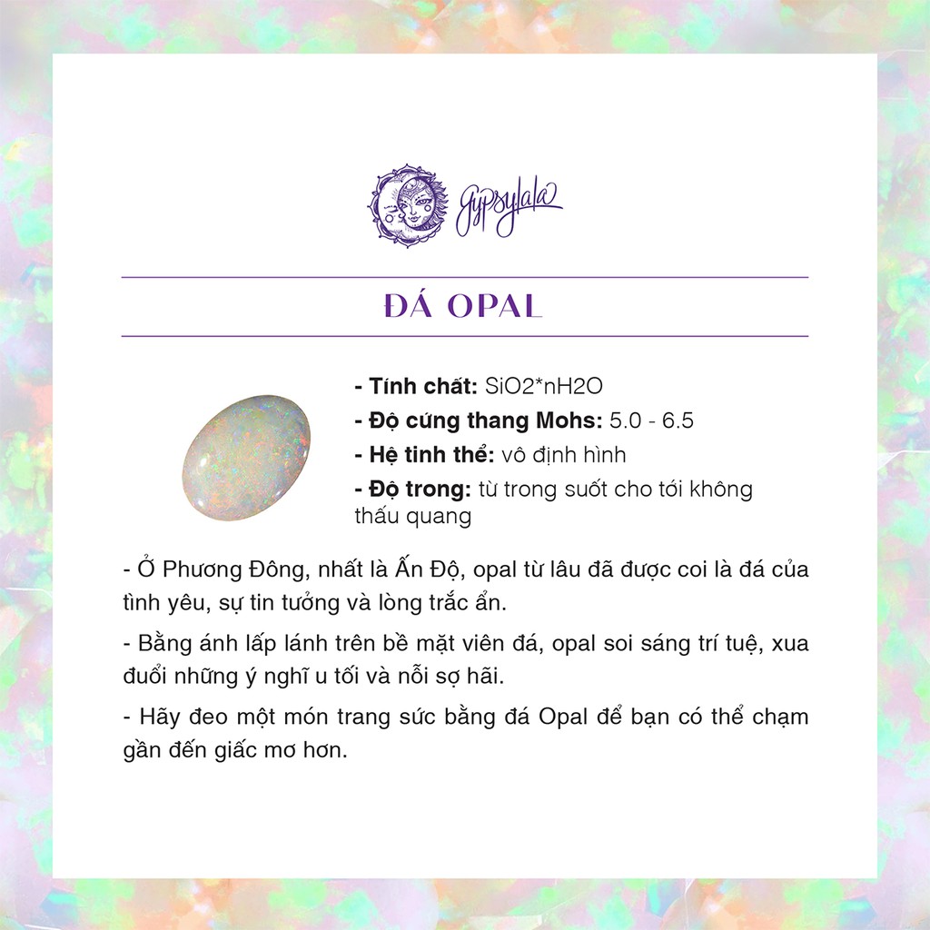 Bông Tai Đá Opal Thiên Nhiên Đa Sắc Hình Thoi SP003242 Gypsy.lala
