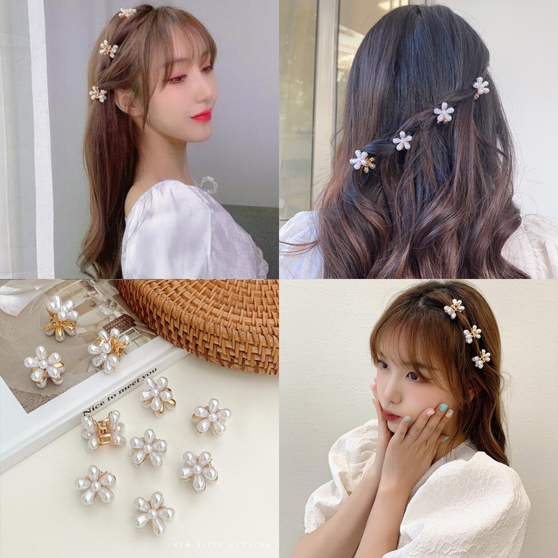 Kẹp tóc đính hạt ngọc trai nhân tạo phong cách Hàn Quốc xinh xắn dành cho nữ