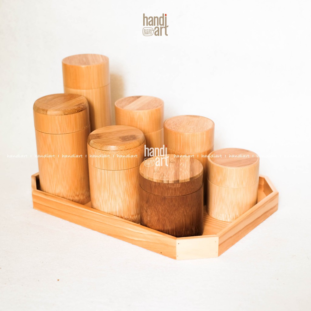 Hộp tre tự nhiên, bình đựng trà tre