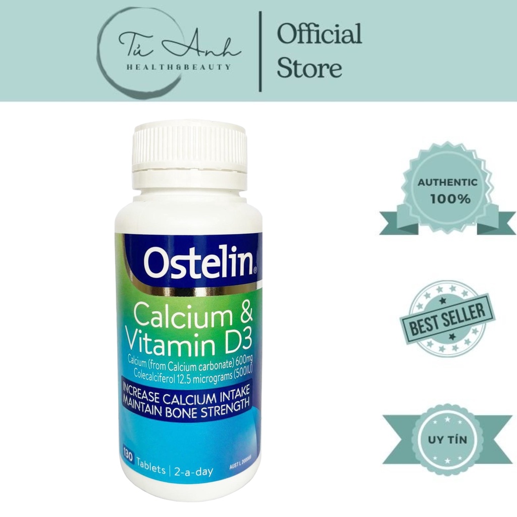 Viên Uống Canxi Cho Bà Bầu Ostelin Calcium & Vitamin D3 của Úc 130 Viên