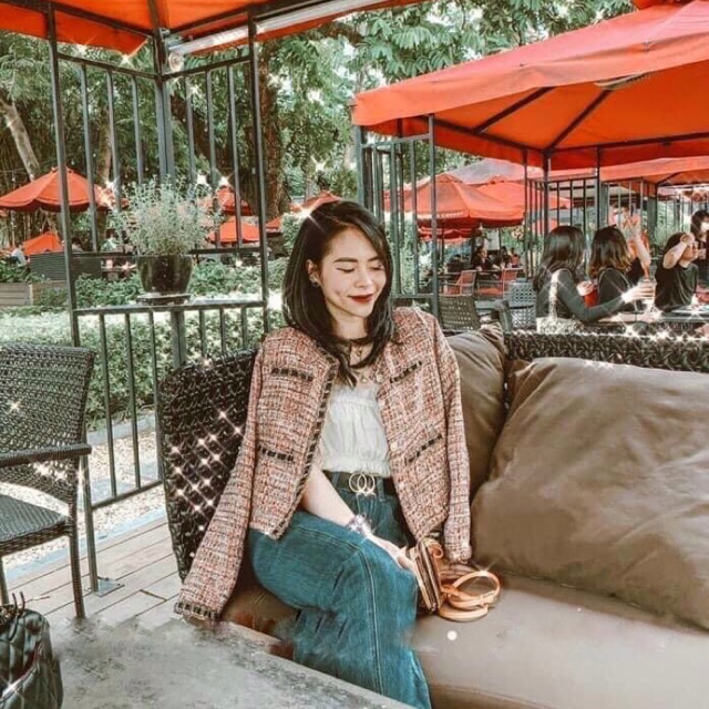Áo dạ tweed nhũ 2 lớp