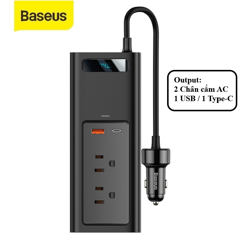 Tẩu sạc Baseus 150W Power Inverter sử dụng trên ô tô Chính Hãng