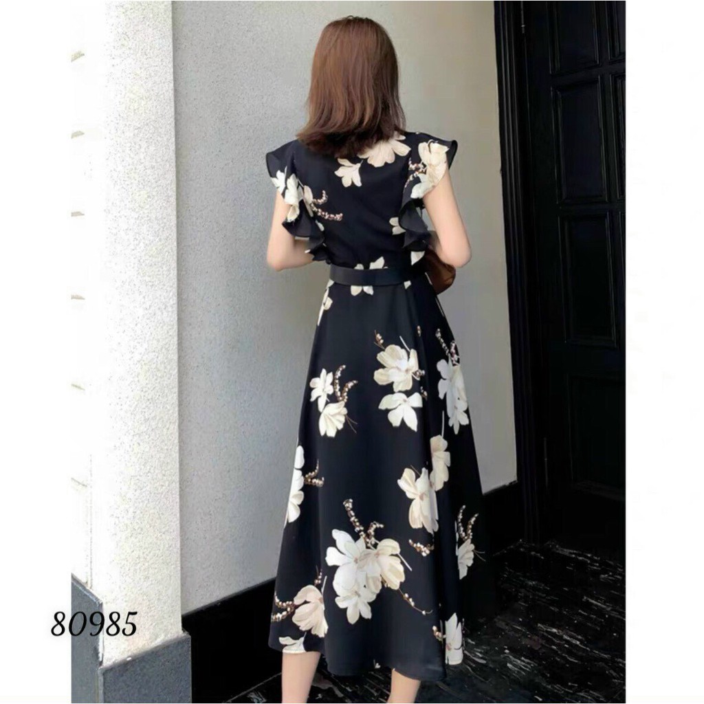ĐẦM XÒE LỤA HOA KÈM DẬY LỤA HOA CỘT EO SIÊU ĐẸP DÀNH CHO CÁC QUÝ PHU NHÂN