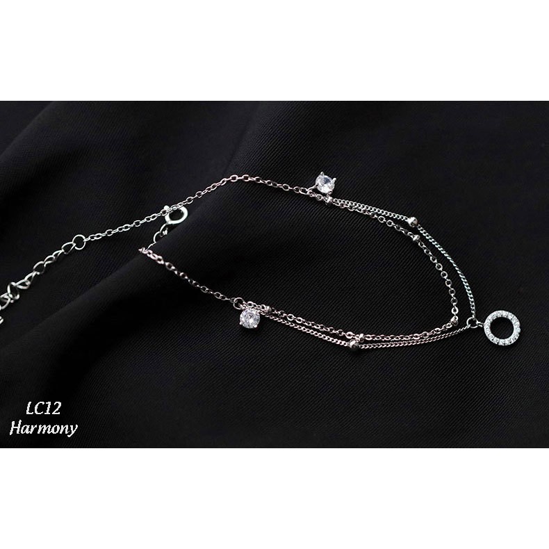 Lắc chân nữ bạc vòng mạ vàng đính đá bi tròn điệu đà, xinh xắn Lala | HARMONY ACCESSORIES LC12