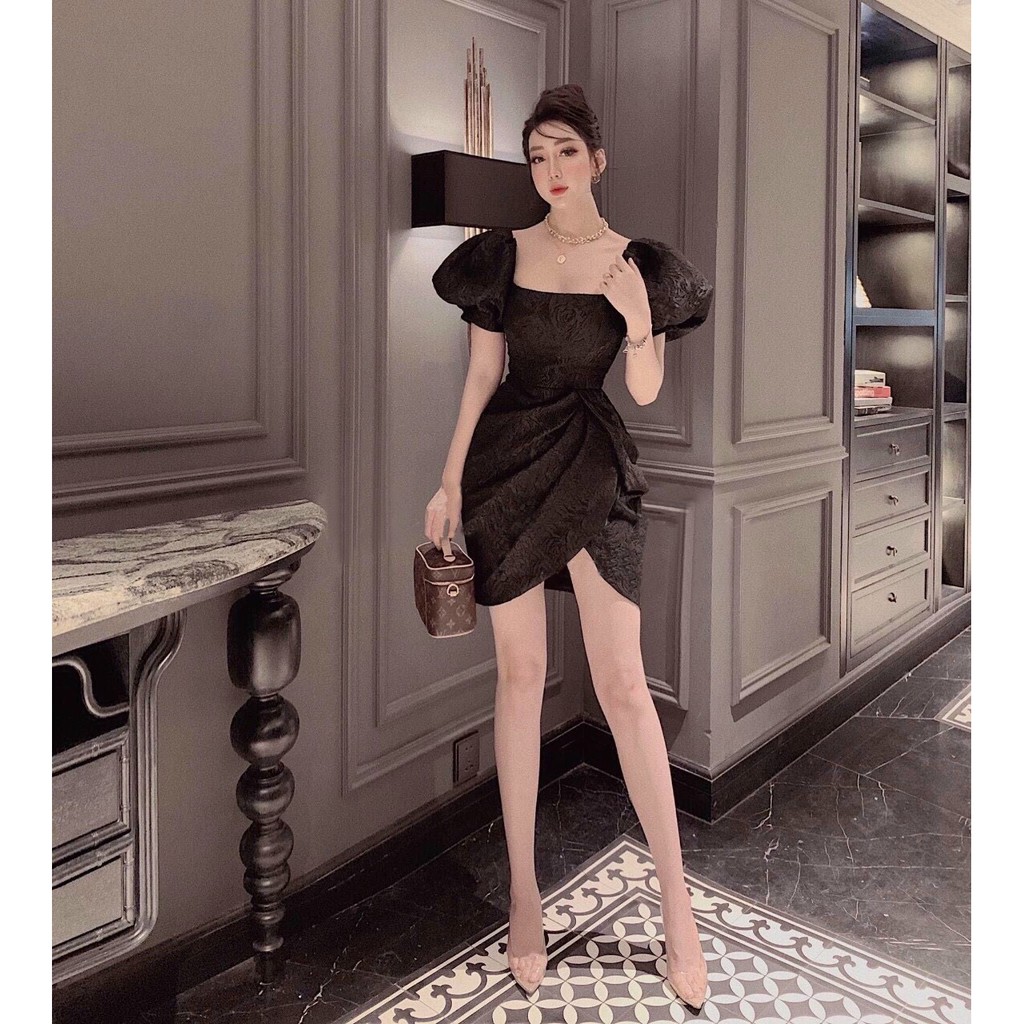 Đầm gấm cổ vuông dự tiệc sang trọng quý phái Ema Dress | BigBuy360 - bigbuy360.vn