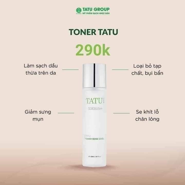 Nước hoa hồng  TONER TATU 200ml se khít lỗ chân lông giảm mụn sưng loại bỏ bụi bẩn tạp chất dầu hiệu quả