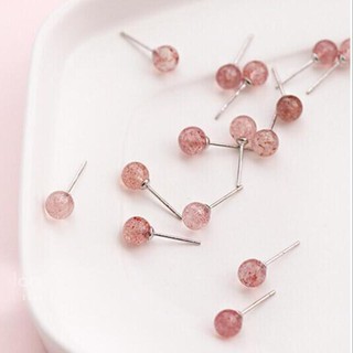 Bông tai hạt hồng cổ điển dễ thương