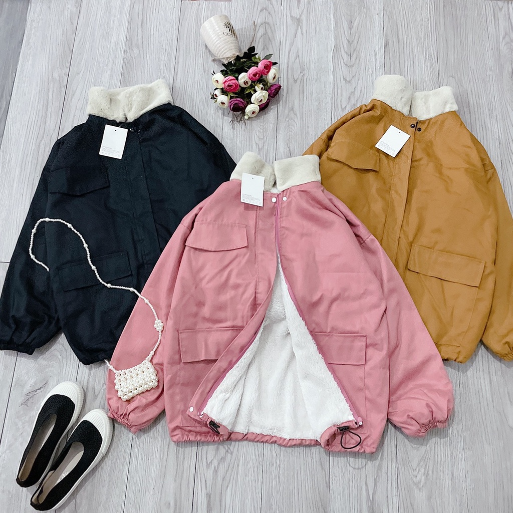 (video/ảnh thật)ÁO KAKI LÓT LÔNG CỔ NẮP NGỰC 3 MÀU L.Y Store nữ &lt;3