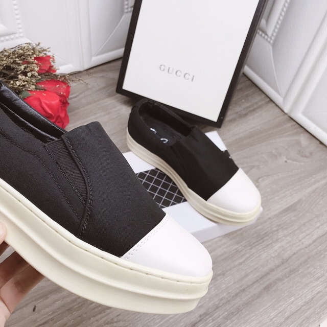 Giày lười Rick Owen mũi trắng đế 2cm | BigBuy360 - bigbuy360.vn