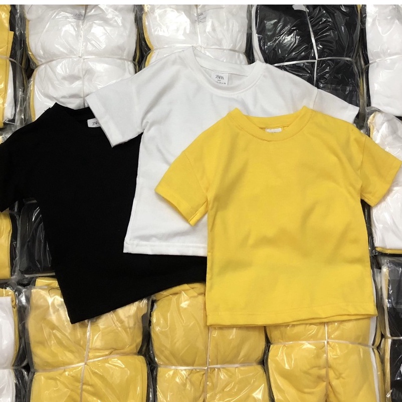 Áo thun cộc tay bé trai - Set 3 áo cộc tay trơn Zara cho bé trai size 1-5t