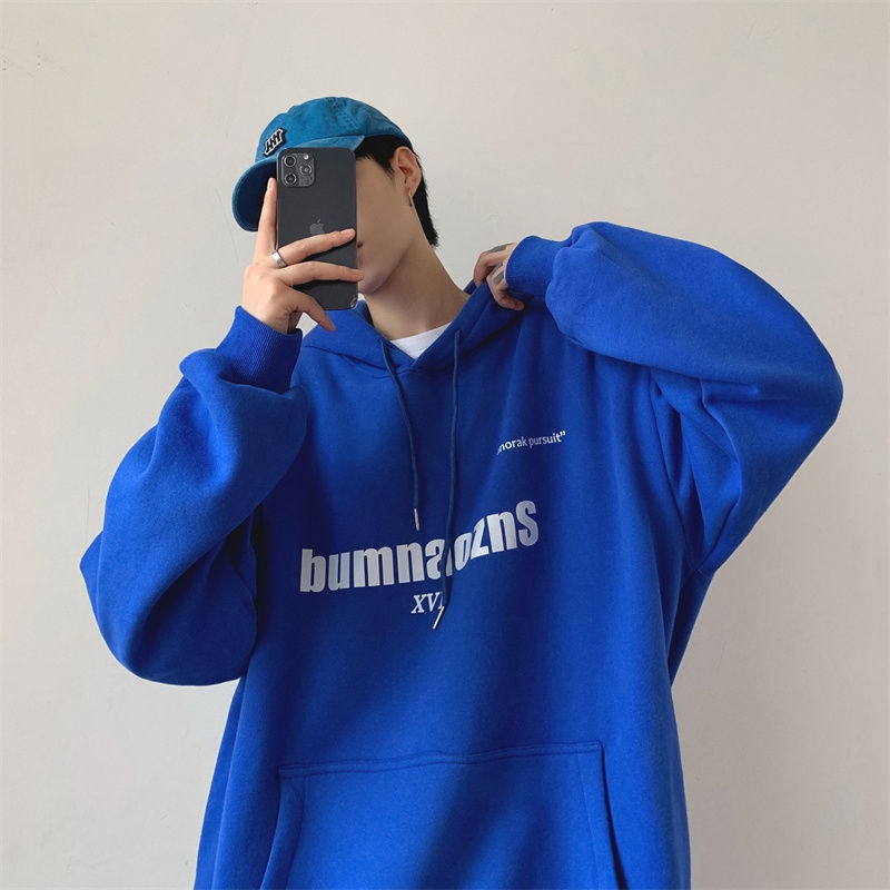 Áo hoodie dáng rộng in chữ thời trang mùa thu cho nam