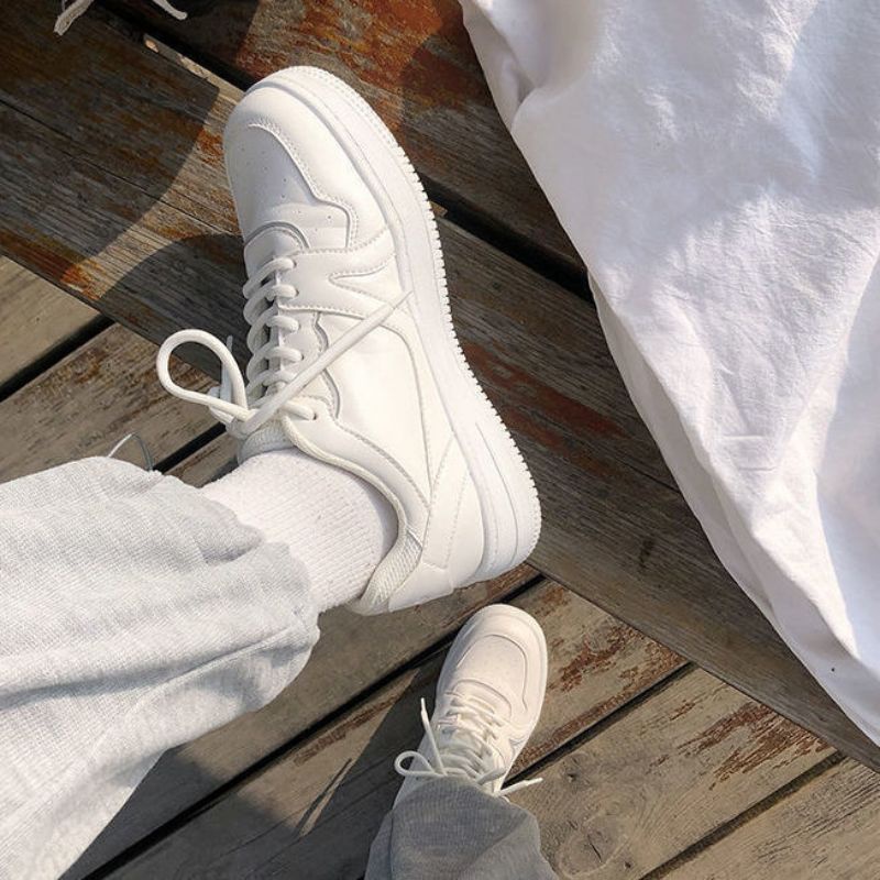 Giày Sneaker Trắng Basic Mang Đi Học