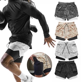 Men's two-in-one double-layer quick-drying running shorts