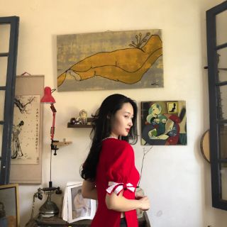 Áo dài đỏ 4 tà cách tân