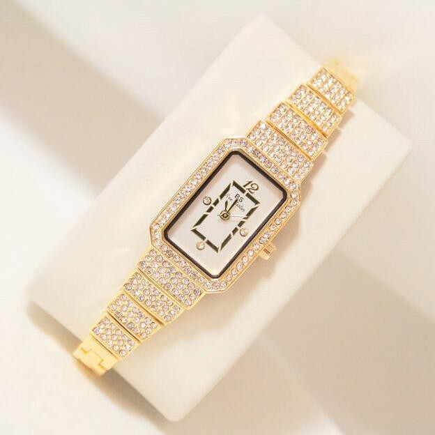 Đồng hồ nữ Bee sister 1138 mặt vuông gắn đá cực xinh