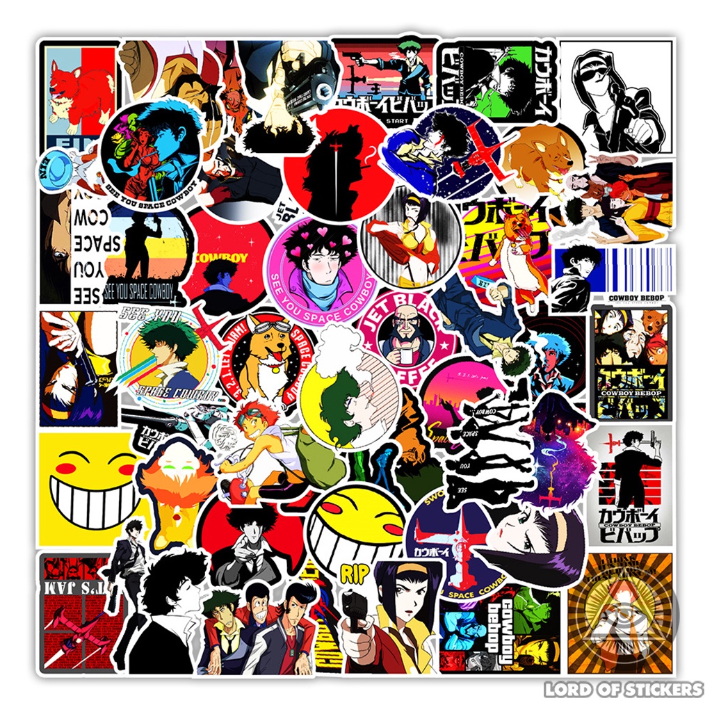 Set 50 Miếng Dán Cowboy Bebop Sticker Hoạt Hình Anime Manga Chống Thấm Nước Trang Trí Mũ Bảo Hiểm, Ván Trượt, Laptop, Sổ