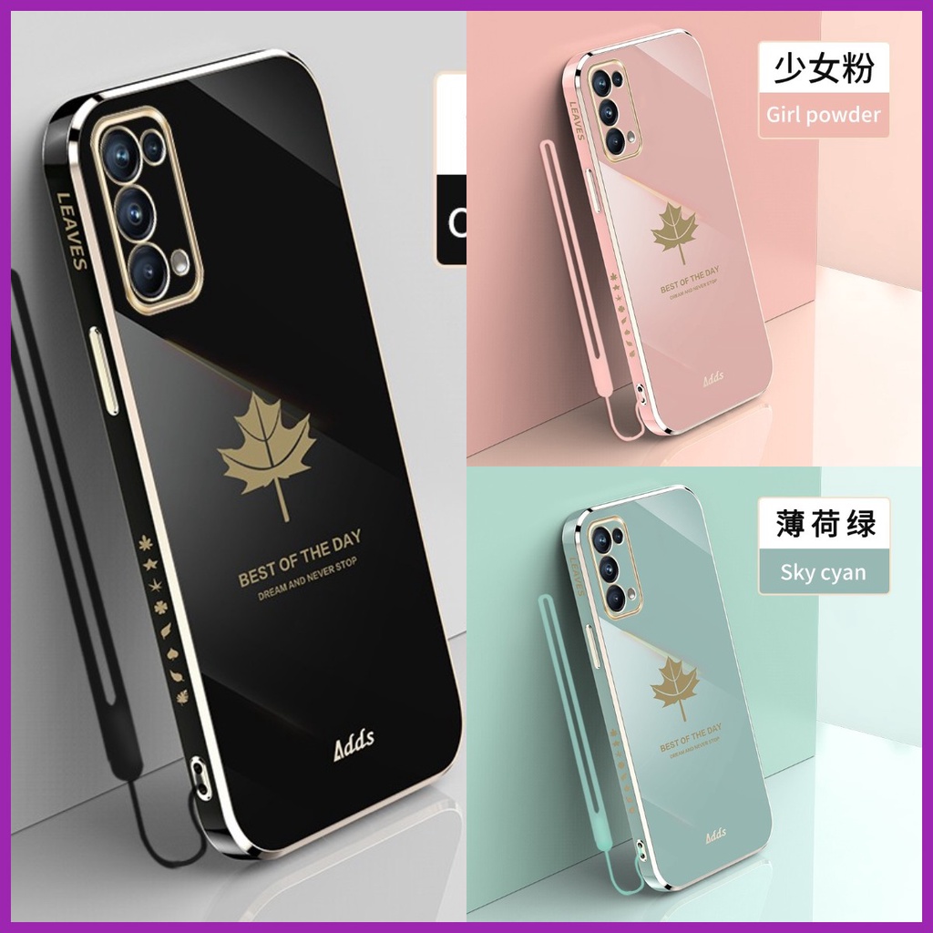 Ốp Điện Thoại Viền Dẻo Bề Mặt Mịn Kèm Dây Đeo Sang Trọng Cho Oppo Reno 5 Case Reno 5 Pro