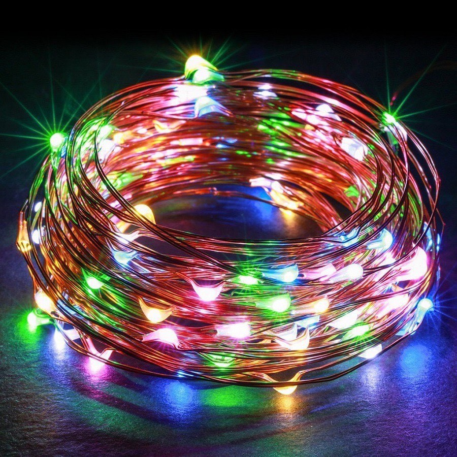 (Vàng-Nhiều Màu) Đèn Led Xài Pin AA 3 Mét 30 Bóng Đom Đóm Fairy Light Trang Trí Noel, Tết, Decor Quán, Nhà Cửa