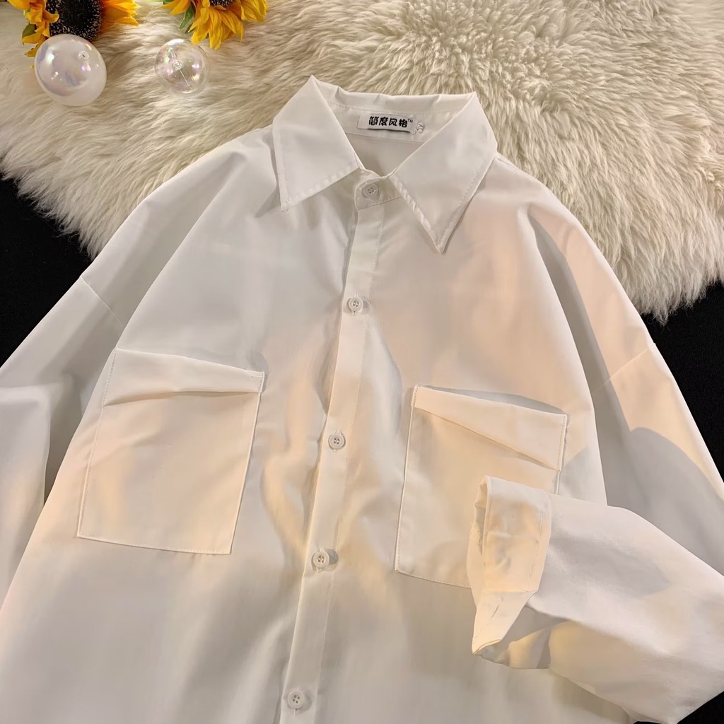 Áo Sơ Mi Nam Dài Tay Màu Trơn Thời Trang Nhật Bản Cỡ M-2XL