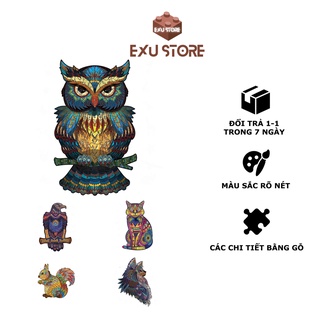Bộ đồ chơi xếp hình động vật gỗ puzzle, xếp hình phát triển trí tuệ exu store