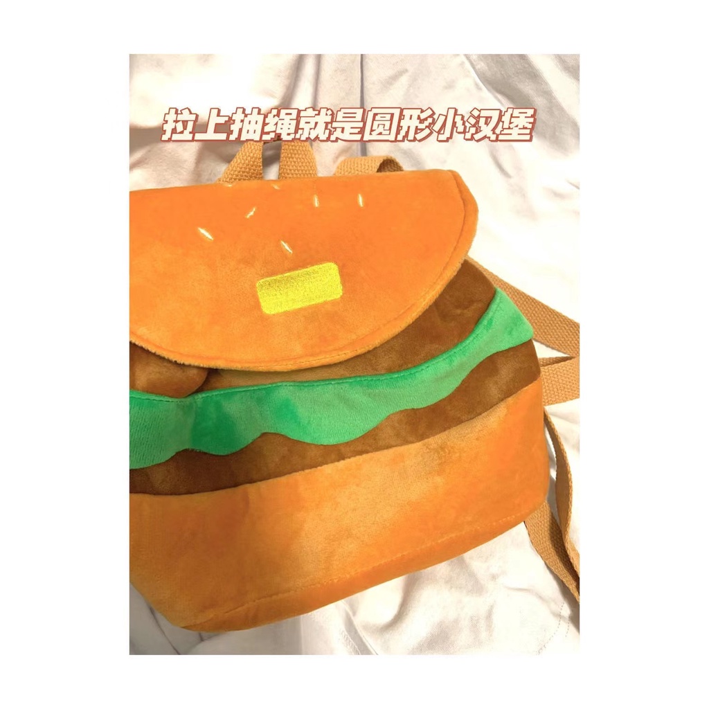 Ba Lô Đi Học Cỡ Lớn In Hoạt Hình Burger Kiểu Hàn Quốc Dễ Thương Cho Nữ