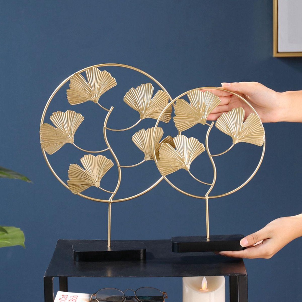 YIYU Bức Tượng Lá Ginkgo Bằng Sắt Đế Gỗ Phong Cách Bắc Âu Hiện Đại Dành Cho Phòng Kh