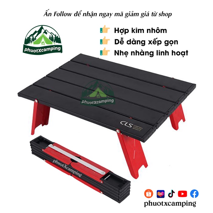 Bàn cắm trại mini xếp gọn tiện lợi cho các hoạt động ngoài trời hợp kim nhôm chắc nhắn, dễ di chuyển - phuotXcamping