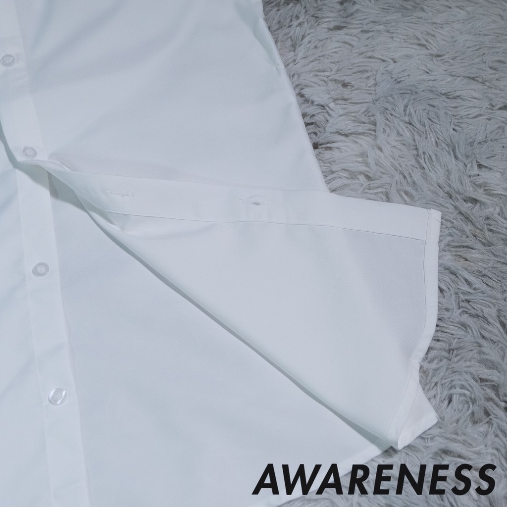 Áo sơ mi Unisex Nam Nữ tay dài Trắng Đen - Kiểu dáng Hàn Quốc Form rộng - Chất vải Lụa cotton mềm mịn - awareness | BigBuy360 - bigbuy360.vn