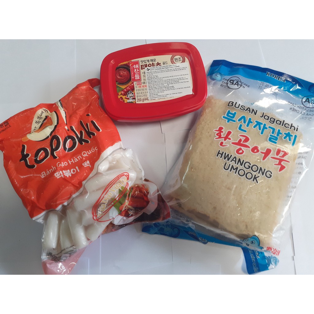combo 500g bánh gạo +450g Chả cá+Hộp tương Gochujang 200g