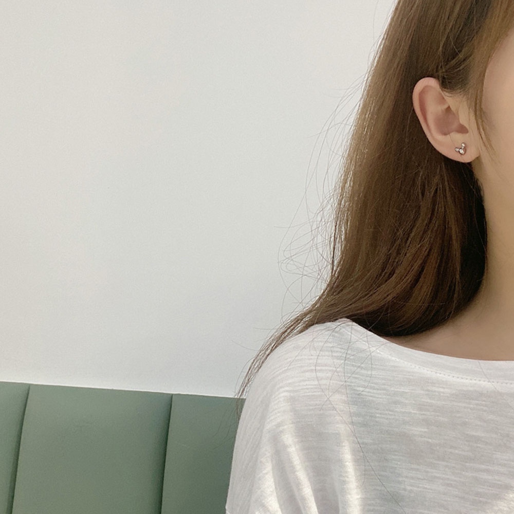 Bông Tai Mini Mạ Bạc 925 Thiết Kế Đơn Giản Dễ Thương Phong Cách Hàn Quốc