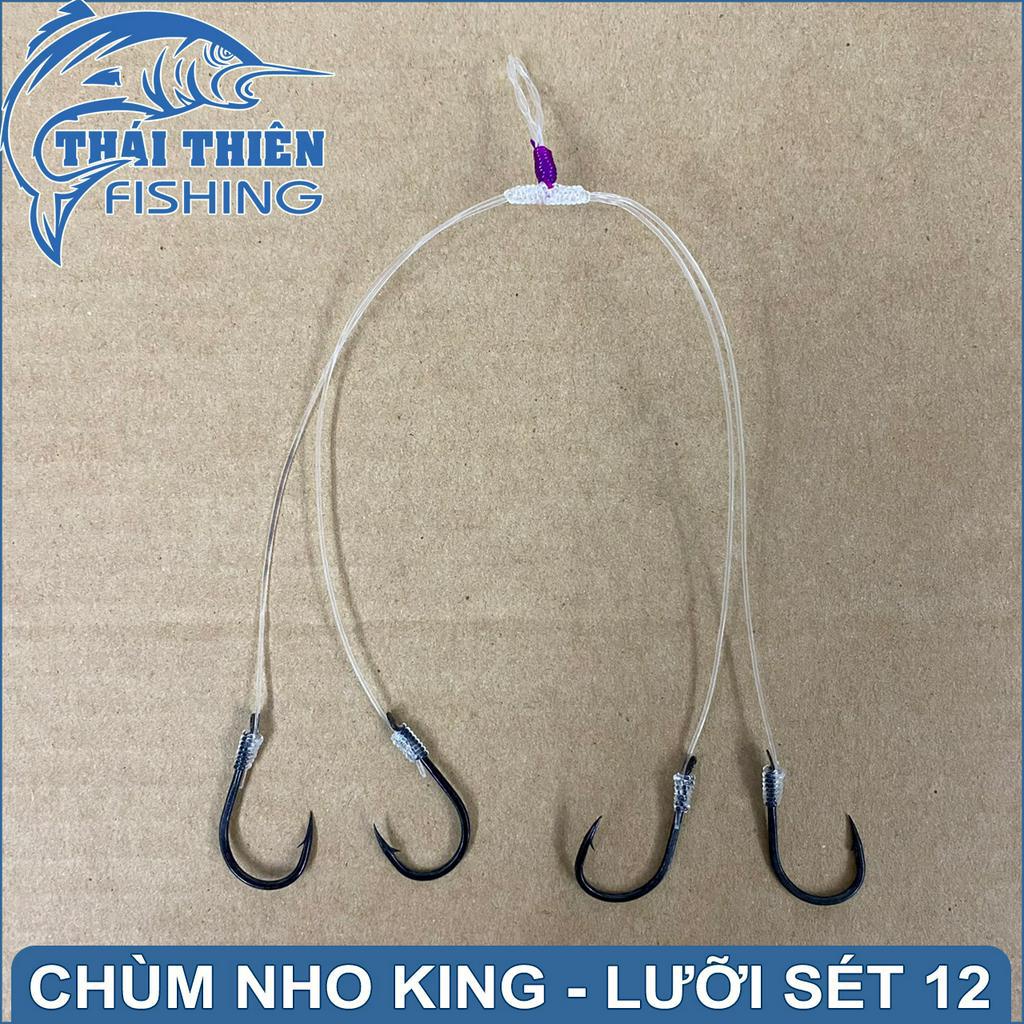 Lưỡi Câu Cá Chùm Nho King 4, 6, 8 Sét Nhật Số 12 Dùng Câu Cá Tra, Chim