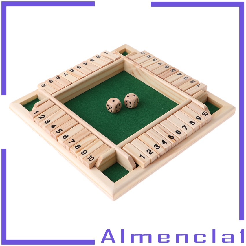 Bộ Đồ Chơi Board Game Shut The Box bằng gỗ gồm 2 xúc xắc và 10 số cho người lớn/trẻ em