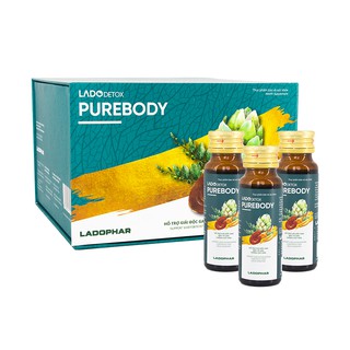 Nước Uống Thảo Dược Detox Purebody Ladophar - Hộp 12 Lọ 50ml