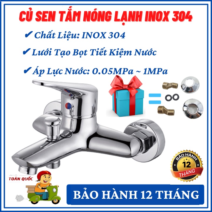 Củ Sen Tắm Nóng Lạnh SNL904 INOX Cao Cấp Tặng Kèm 2 Chân Đồng Chữ Z - Bảo Hành 12 Tháng
