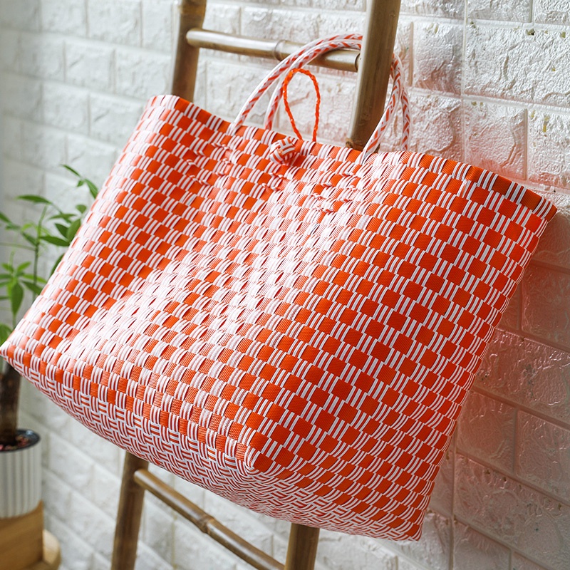 Giỏ đựng đồ đan phối màu đa năng BAMBOOO ECO tự tin đi chợ không dùng túi nylon