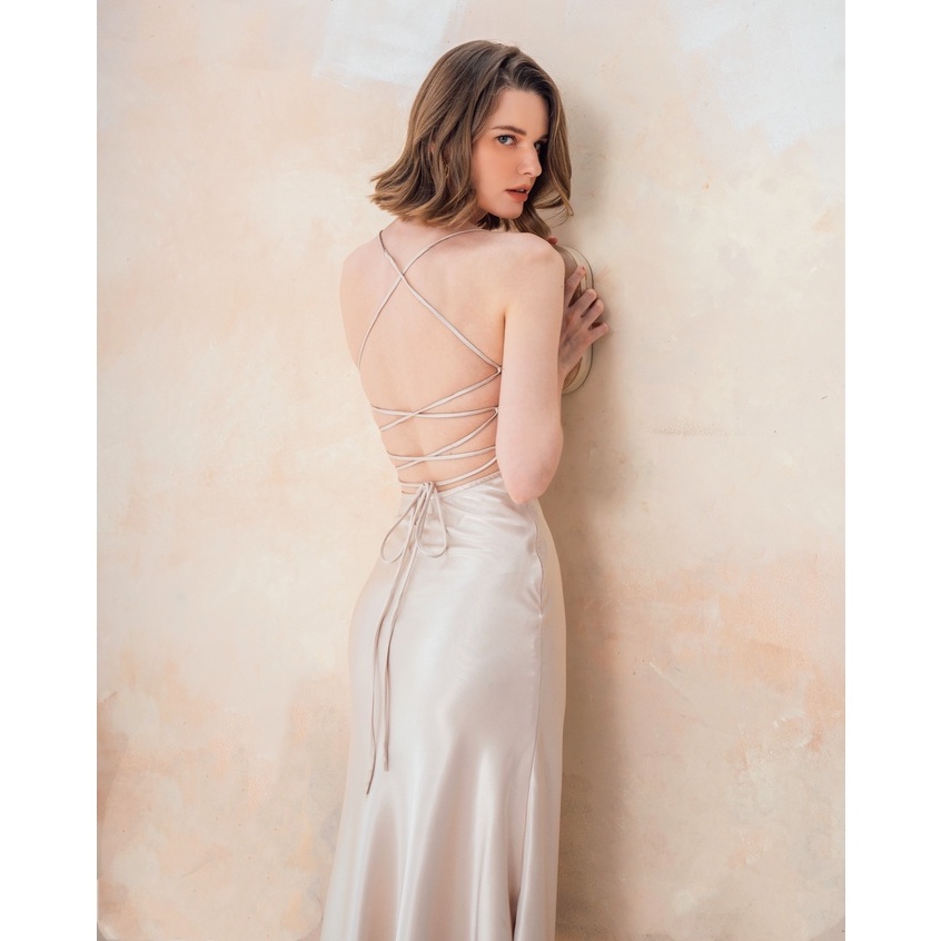 CLOTHES BAR Váy Jullie thiết kê dây cổ đổ cúp ngực dáng dài thanh lịch gợi cảm hẹn hò lãng mạng