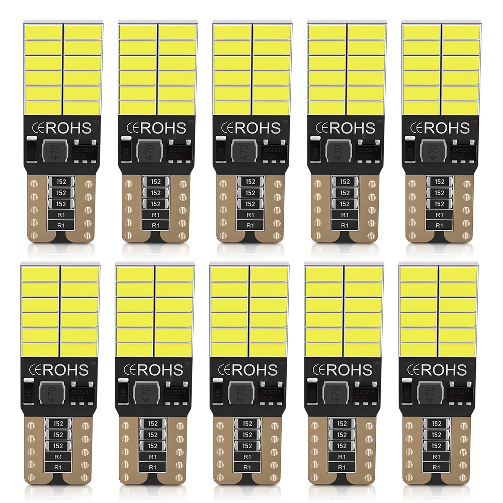 Set 10 Đèn LED T10 4014 24SMD Ánh Sáng Trắng Dành Cho Ô Tô