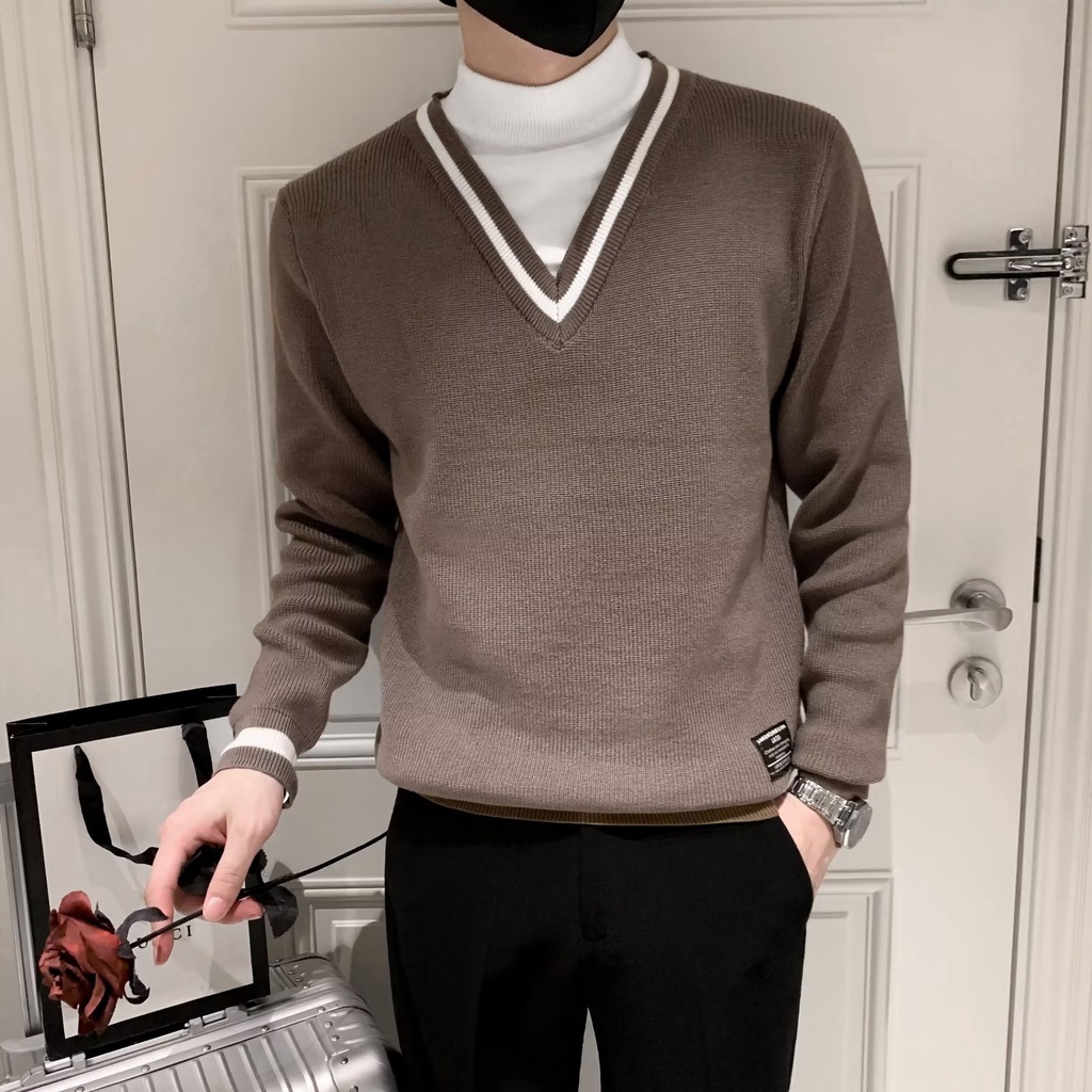 Áo Sơ Mi Giả Hai Lớp Tay Dài Dáng Ôm Phong Cách Hàn Quốc Thời Trang Cho Nam Simple áo phông rộng Fashion áo thun nam tay dài bigsize áo thun nam có cổ bông