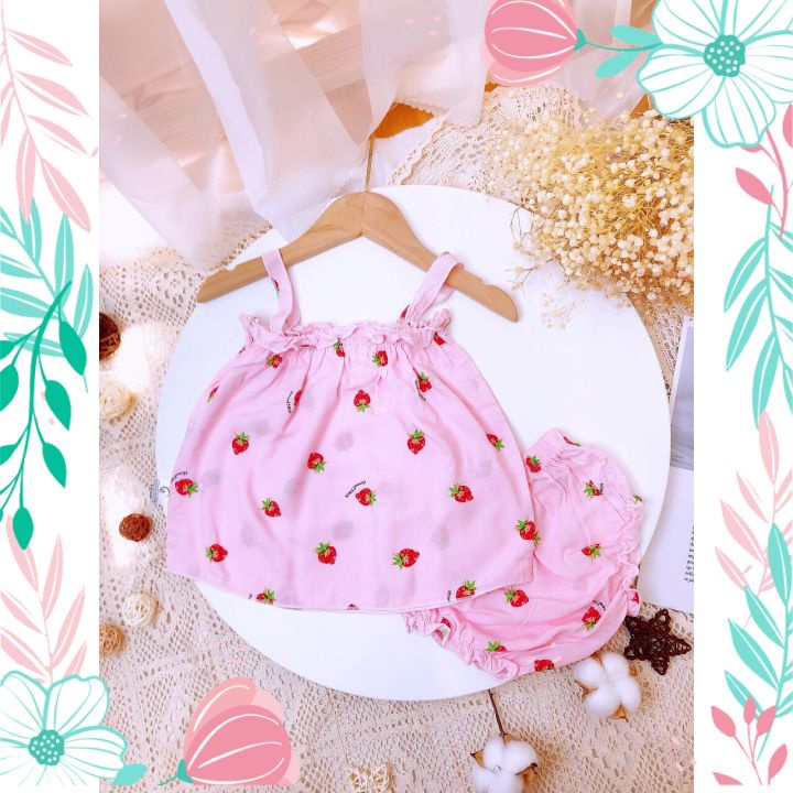 Bộ Lanh Hai Dây Siêu Mát, Siêu Mịn Cho Bé Gái