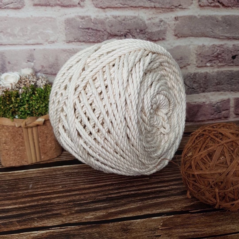 Dây thừng cotton mềm mịn không bụi kem size 3mm/ 4mm/ 5mm