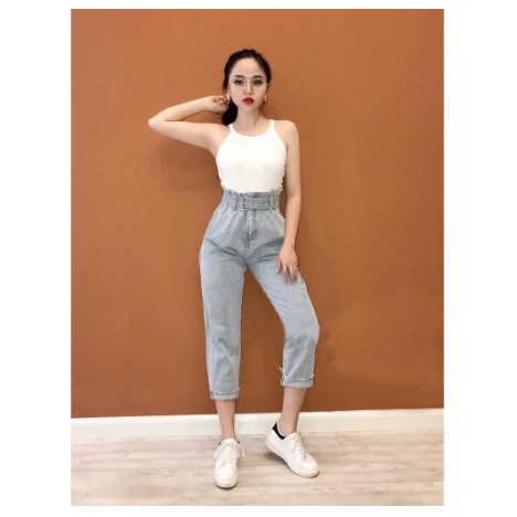 Quần baggy màu nhạt Quần baggy bò ,QUẦN BAGGY Nữ JEAN CẠP CAO ,CÁ TÍNH CHẤT JEAN DÀY DẶN ,HÌNH THẬT SHOP CHỤP