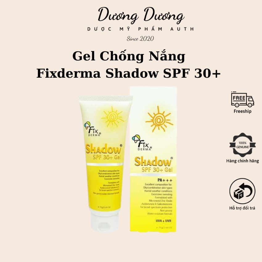 Fixderma Shadow SPF 30+ Gel Chống Nắng, Dưỡng Ẩm Da[Chính Hãng]