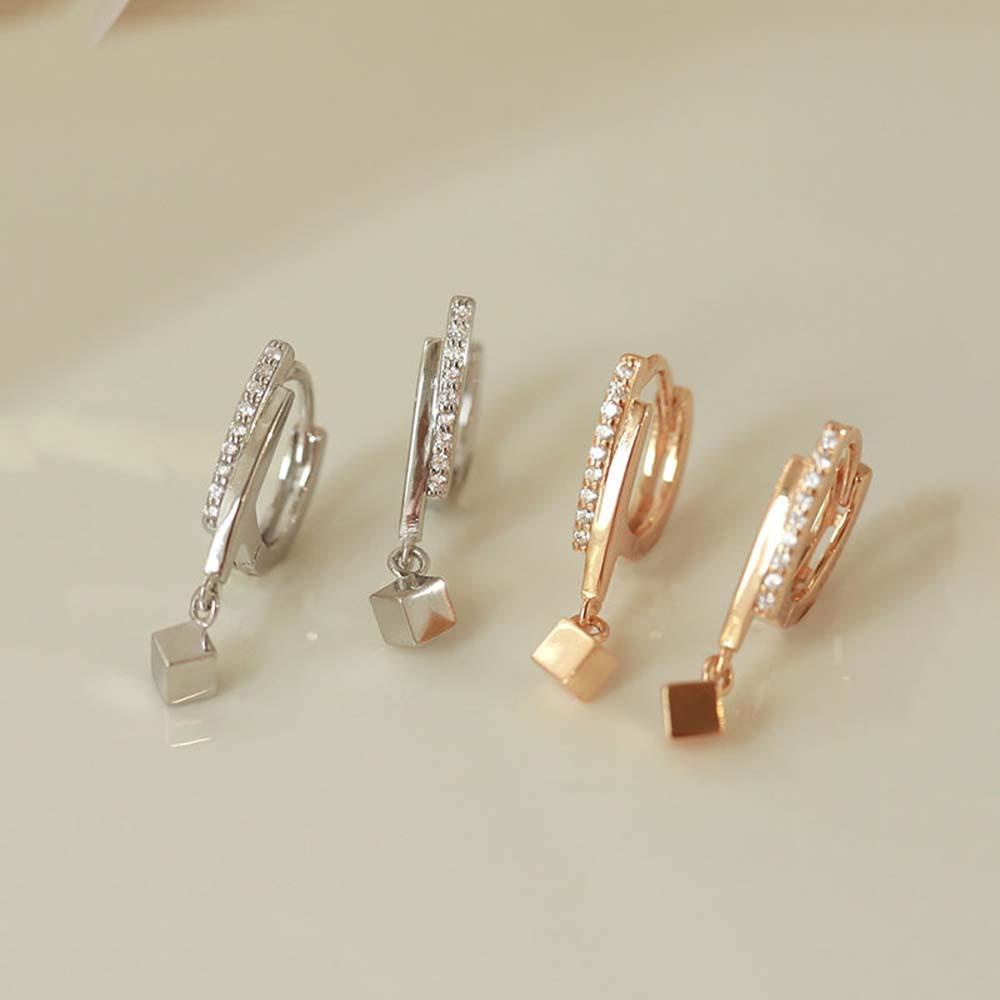 Bông Tai Dạng Vòng Đính Hạt Đơn Giản Thời Trang Hàn Quốc Cho Nữ