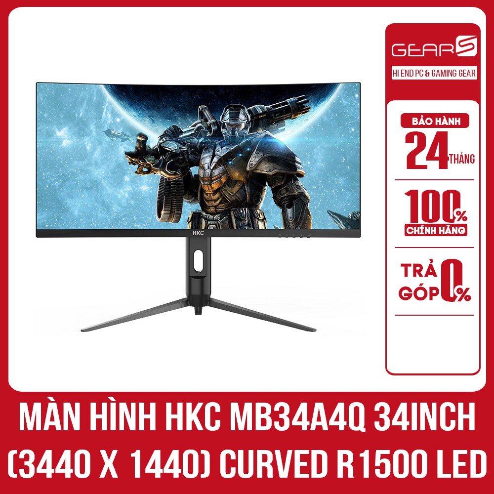 [Mã 66ELHASALE hoàn 7% đơn 500K] Màn hình HKC MB34A4Q 34inch (3440 x 1440) Curved R1500 LED - Màn hình cong