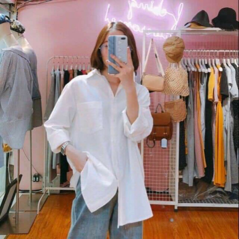Áo sơ mi một túi ( SÓC SHOP ) ( shop bán áo sơ mi trắng nữ đẹp )