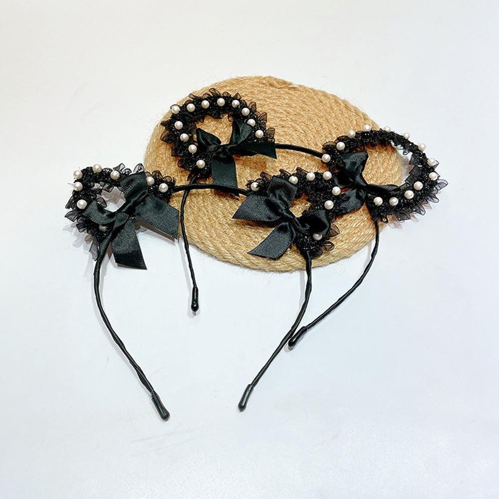 ANEMONE Băng Đô Cài Tóc Tai Mèo Bằng Ren Không Trơn Khí Chất Cổ Điển Cho Nữ