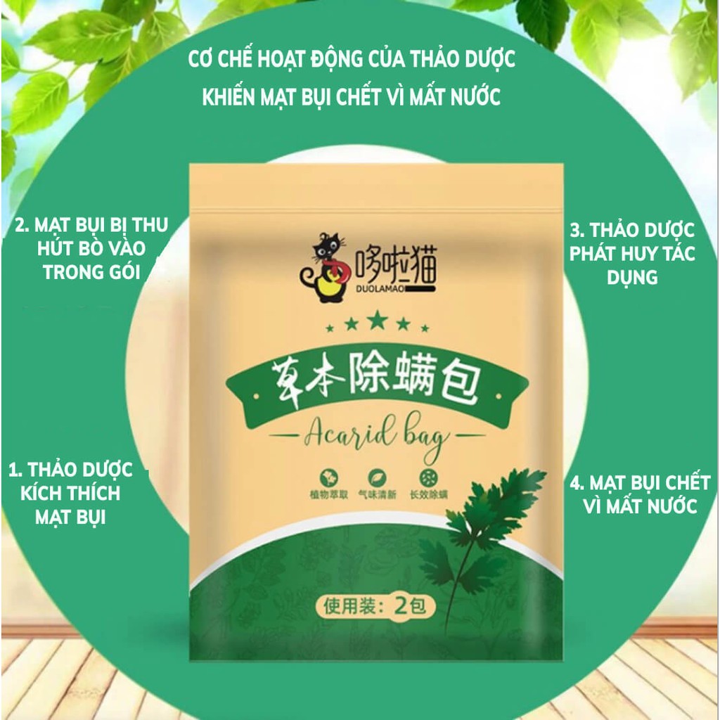 Gói 2 Túi Thơm Thảo Dược Lót Gối Đệm Duolamao Diệt Mạt Bụi Chống Ngứa Giúp Bạn Ngủ Ngon